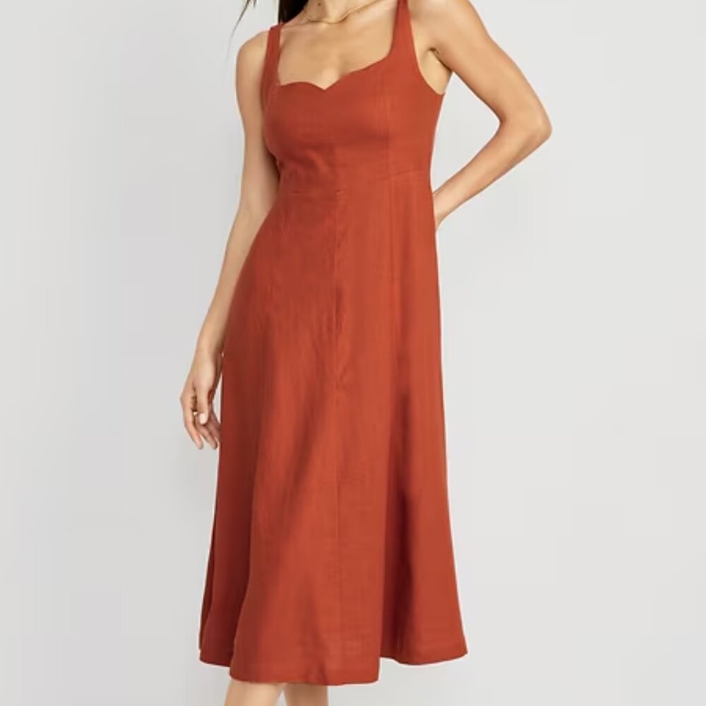 NWT| Old Navy Sleeveless Smocked Back Midi Dress | Rust | Size Med